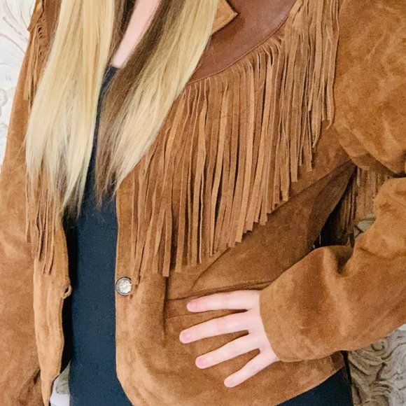 Vintage Bohemian Boho Suede Fringe Jacket - Picture 11 of 13
